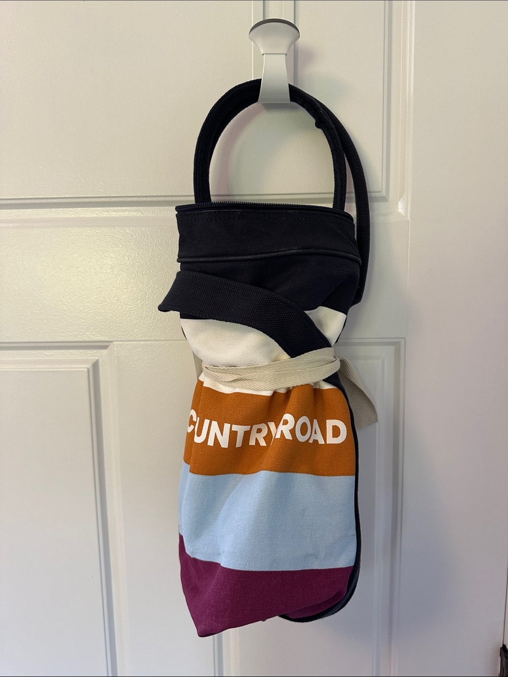 Country Road Colorblock Canvas Tote Bag in Black, Orange, Blue & Burgundy